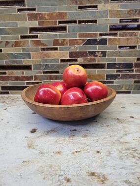 Vintage Munising 2nd Dough Bowl Wooden 11" Oval, Farmhouse Kitchen Primitive